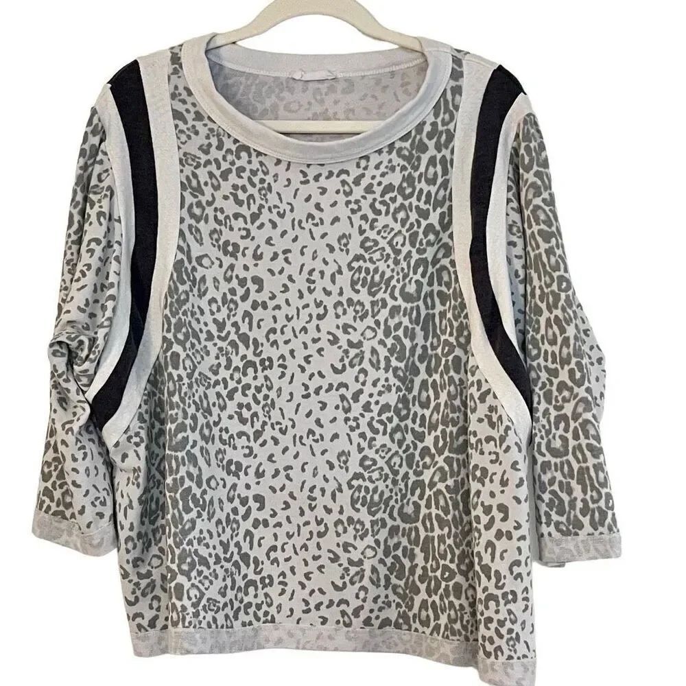 Bucket List Animal Print Leopard Print Striped Sweatshirt Medium